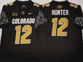 COLORADO BUFFALOES Black #12 HUNTER Stitched Jersey