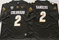 COLORADO BUFFALOES Black #2 SANDERS Stitched Jersey