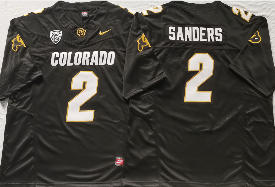 COLORADO BUFFALOES Black #2 SANDERS Stitched Jersey