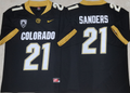 COLORADO BUFFALOES Black #21 SANDERS Stitched Jersey