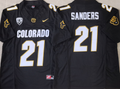 COLORADO BUFFALOES Black #21 SANDERS Stitched Jersey