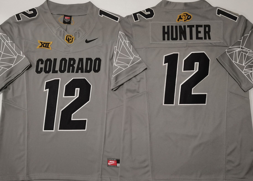 COLORADO BUFFALOES GRAY #12 HUNTER Stitched Jersey