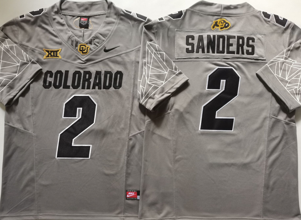 COLORADO BUFFALOES GRAY #2 SANDERS Stitched Jersey