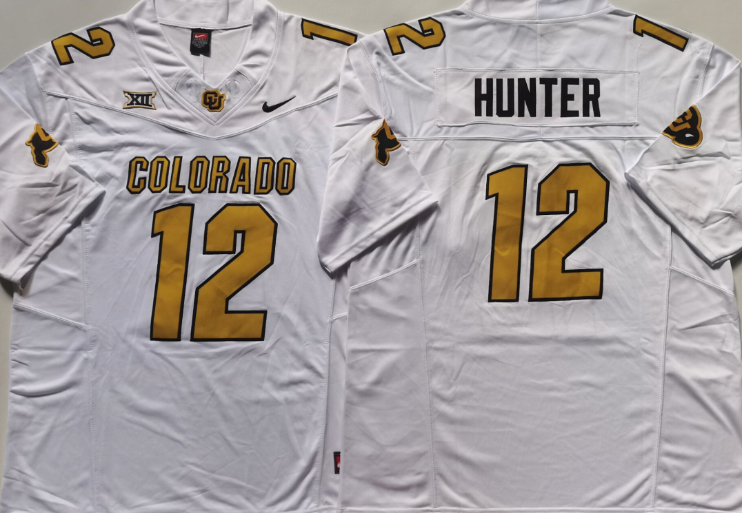 COLORADO BUFFALOES White #12 HUNTER Stitched Jersey