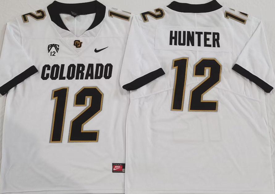 COLORADO BUFFALOES White #12 HUNTER Stitched Jersey