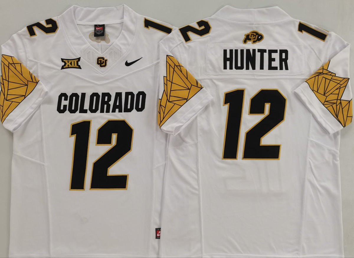 COLORADO BUFFALOES White #12 HUNTER Stitched Jersey
