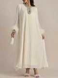 Cocktail Pleated Midi Dress - Crystals & Feathers