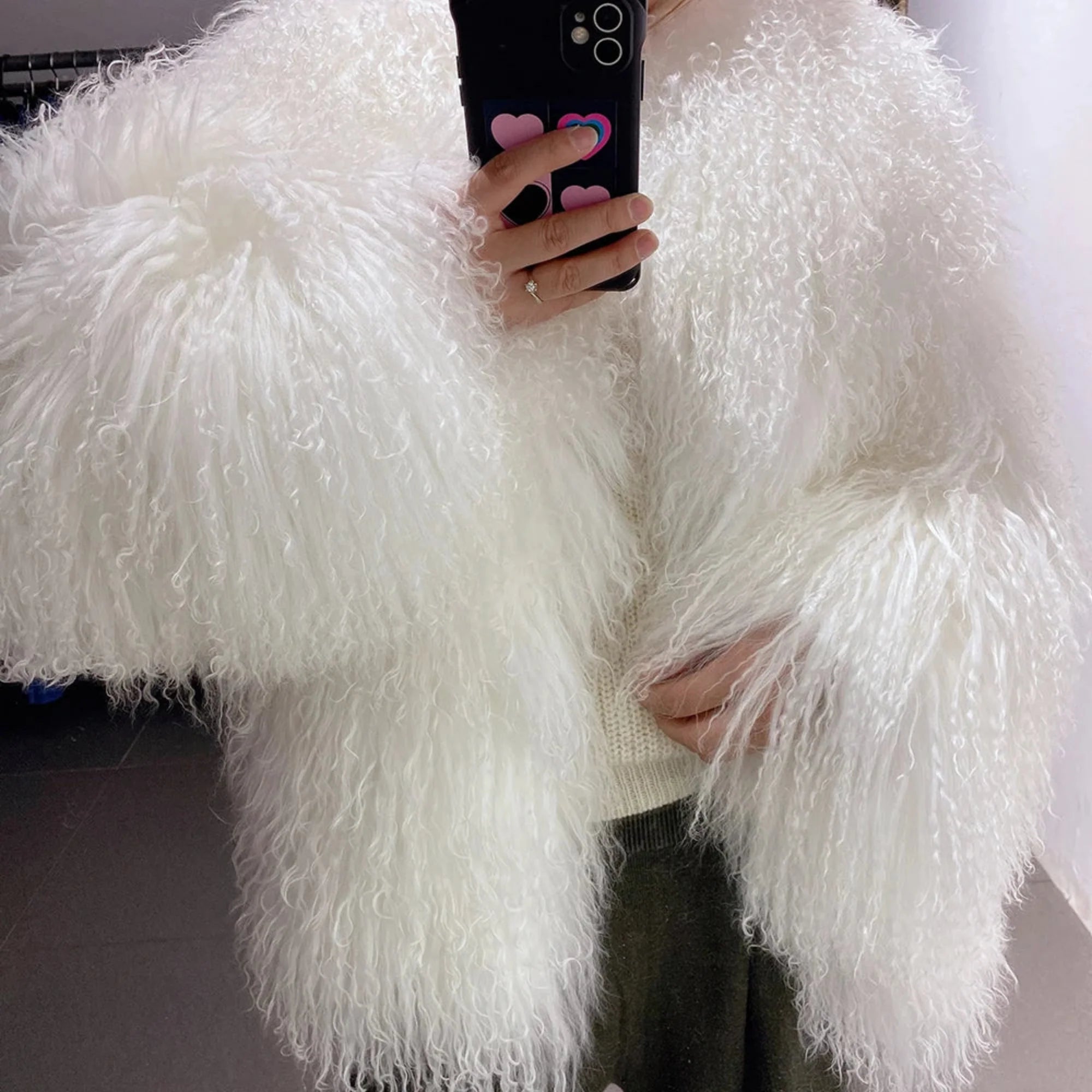 100% Genuine Fur Plush Shaggy Coat