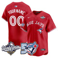 Custom Men/Women/Youth Blue Jays red stitched jersey