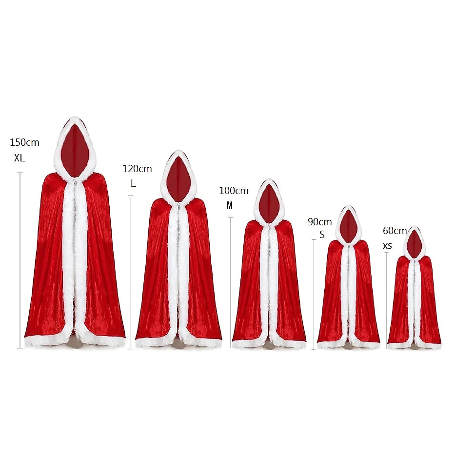 Women's Christmas Red Velvet Hooded Cape – Sexy Santa Cloak, Warm Winter Cosplay & Holiday Party Costume
