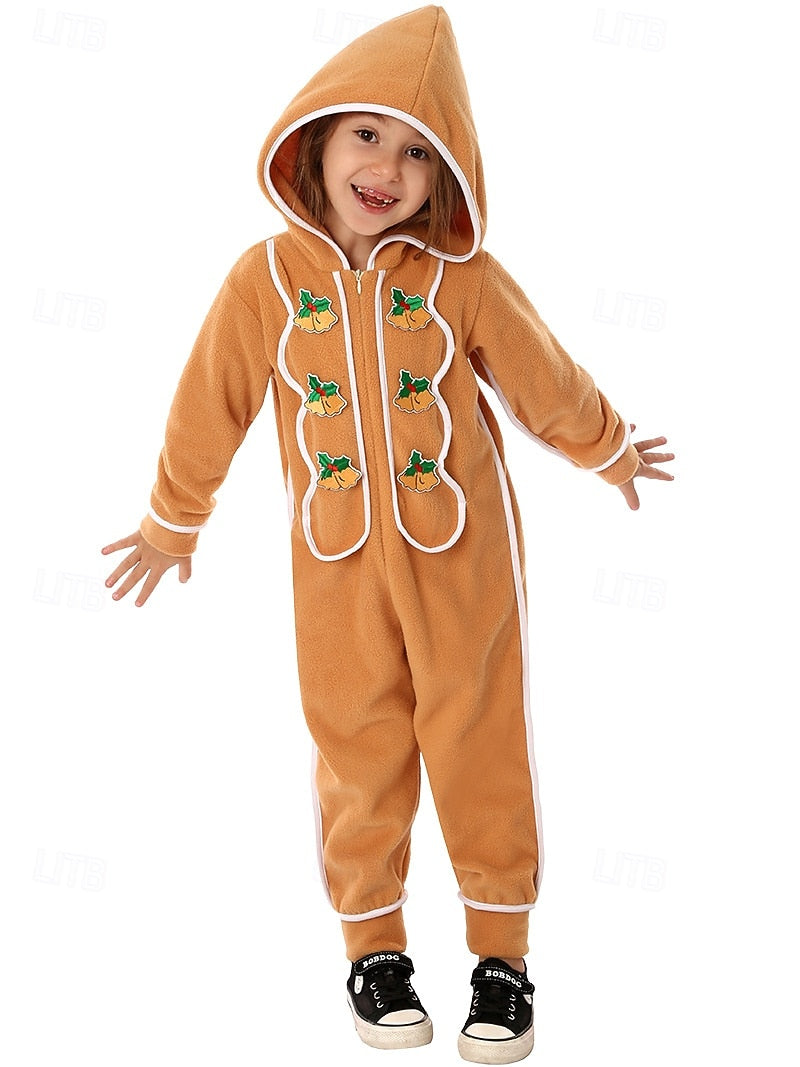 Gingerbread Man Kigurumi Onesie - Kids' Christmas Pajamas & Cosplay Costume