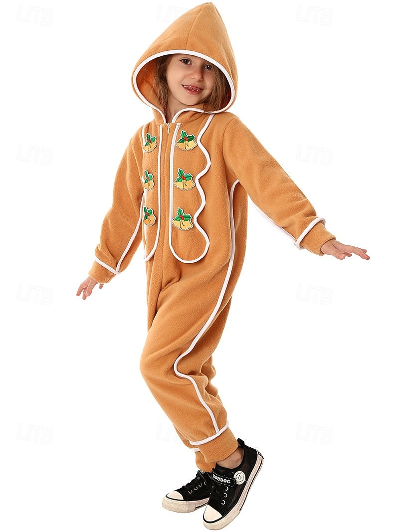 Gingerbread Man Kigurumi Onesie - Kids' Christmas Pajamas & Cosplay Costume