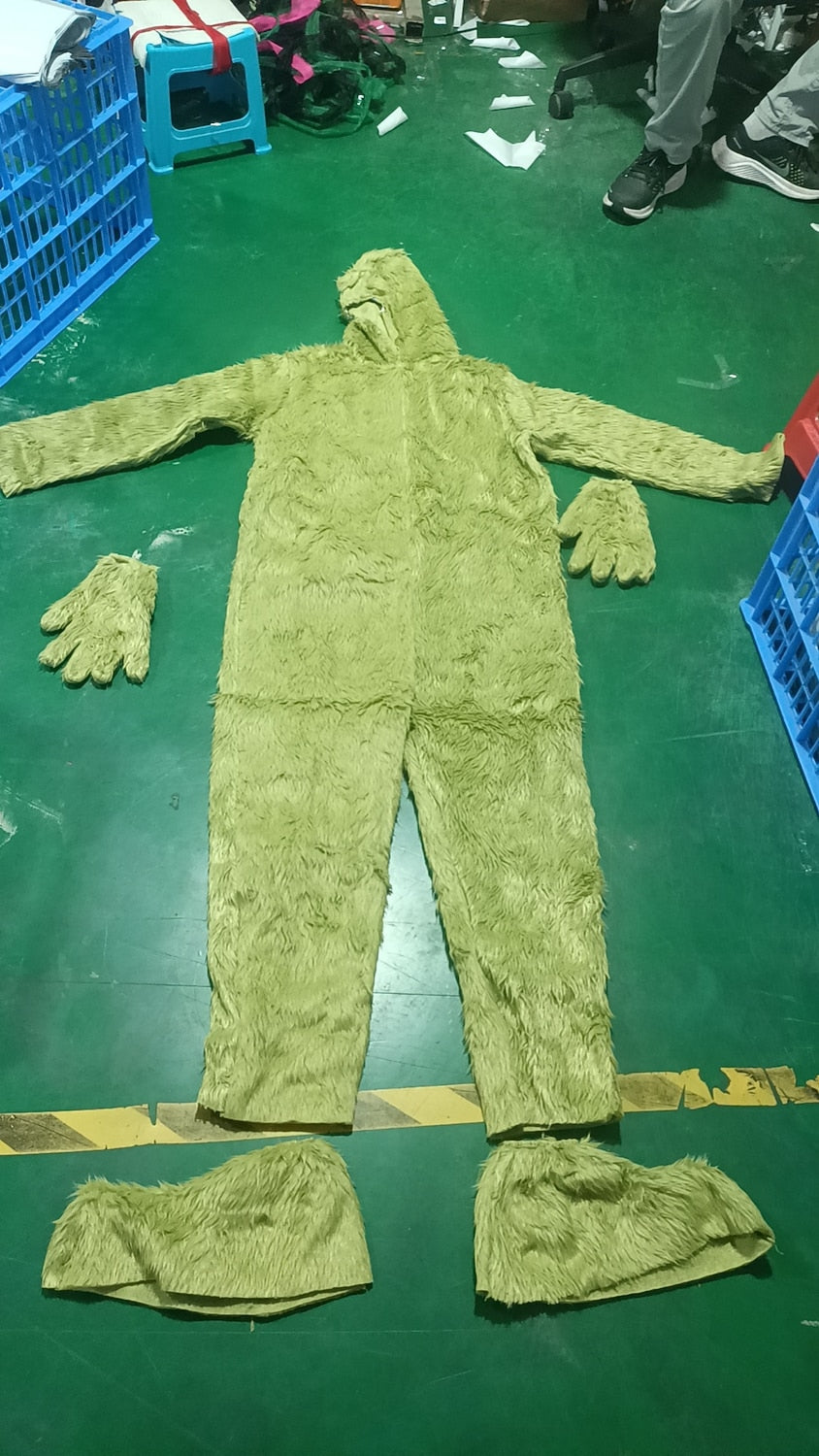 Green Monster Christmas Furry Onesie – Santa Cosplay Jumpsuit for Kids & Adults