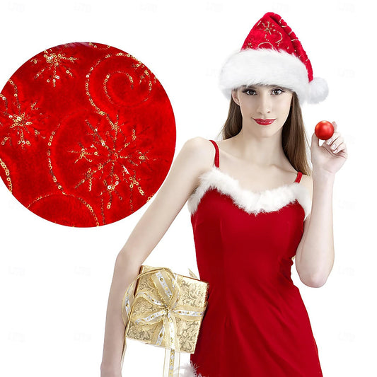 Sparkling Santa Hat with Snowflake Sequins – Unisex Christmas & Holiday Party Accessory