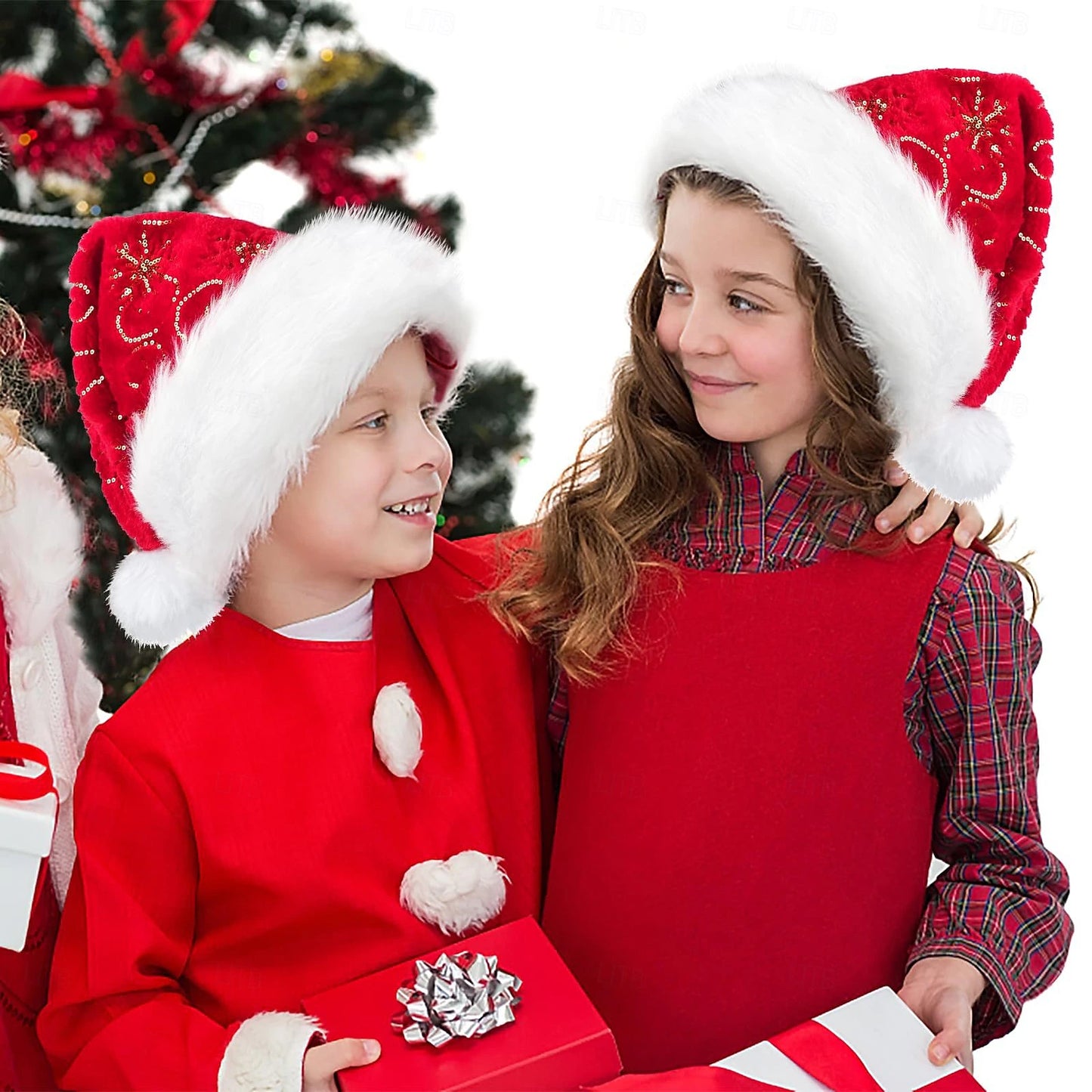 Sparkling Santa Hat with Snowflake Sequins – Unisex Christmas & Holiday Party Accessory