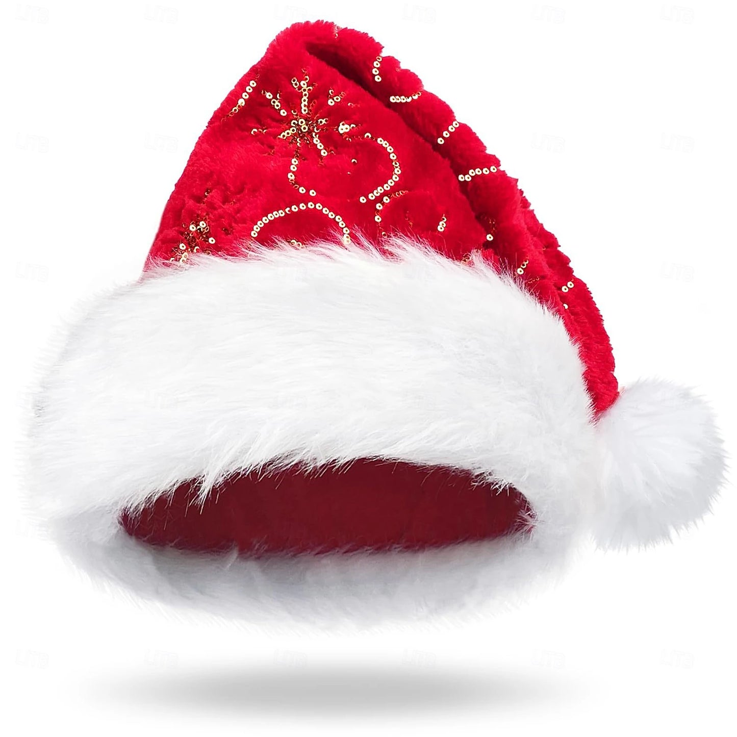 Sparkling Santa Hat with Snowflake Sequins – Unisex Christmas & Holiday Party Accessory