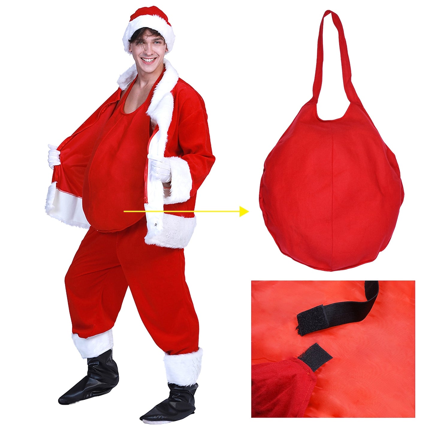 Santa Claus Fake Belly Costume Prop – Christmas Dress-Up Accessory for Men & Women