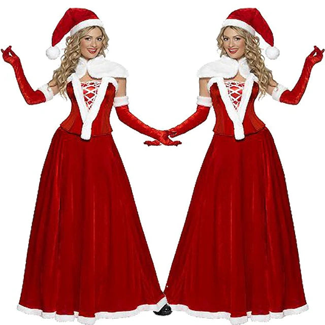 Women's Santa & Mrs. Claus Costume – Adult Christmas Carnival Cosplay Outfit