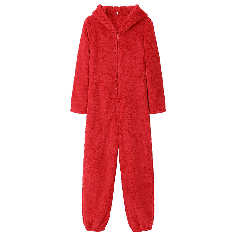 Women's Sherpa Fleece Onesie – Warm Plush Hoodie Jumpsuit, Cozy Homewear