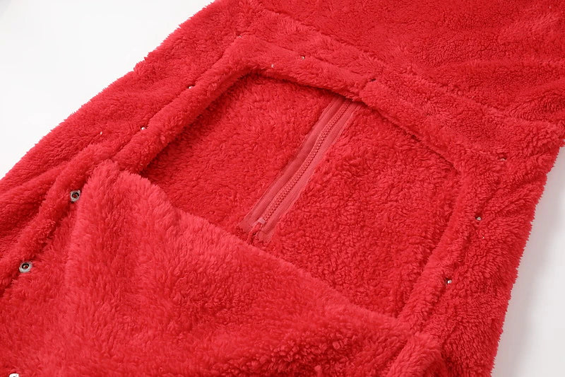 Women's Sherpa Fleece Onesie – Warm Plush Hoodie Jumpsuit, Cozy Homewear