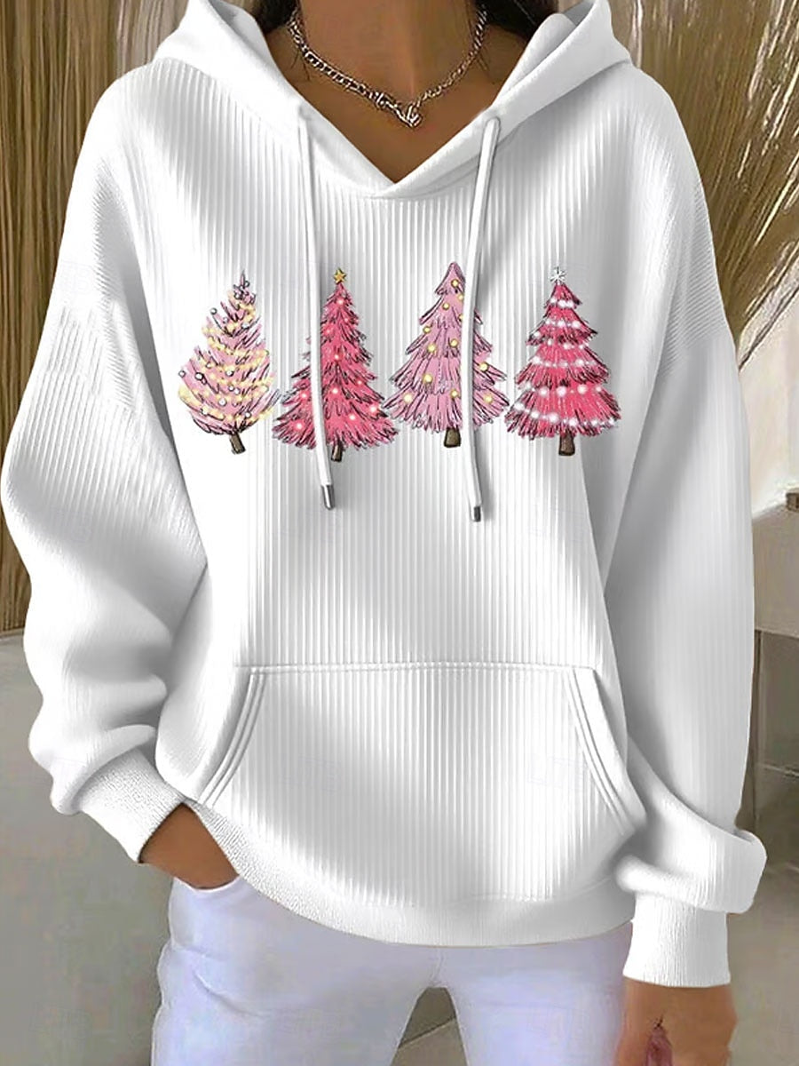 Women's Christmas Graphic Pullover Hoodie – Casual Punk Vintage Style