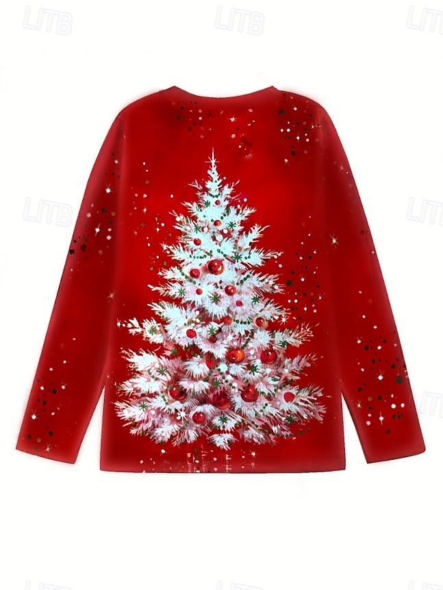 Christmas Women’s Red T-Shirt Round Neck | Festive Holiday Casual Top | Comfort Fit Partywear