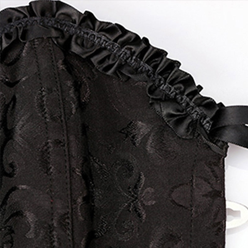 Plus Size Women’s Corset – Abstract Flower Jacquard, Sweetheart Push-Up with Tummy Control, Hook & Eye Lace-Up for Wedding & Special Events