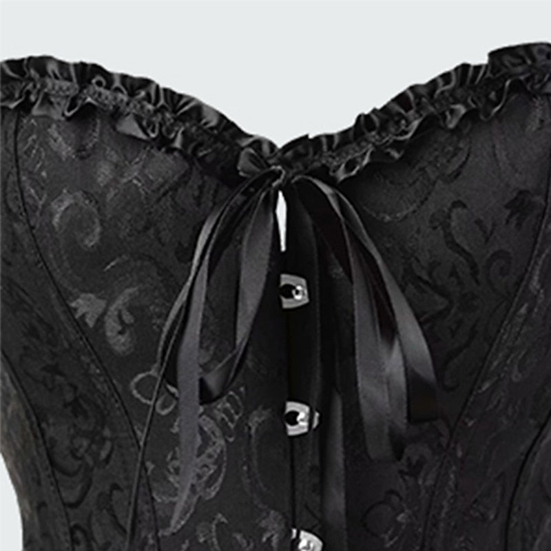 Plus Size Women’s Corset – Abstract Flower Jacquard, Sweetheart Push-Up with Tummy Control, Hook & Eye Lace-Up for Wedding & Special Events