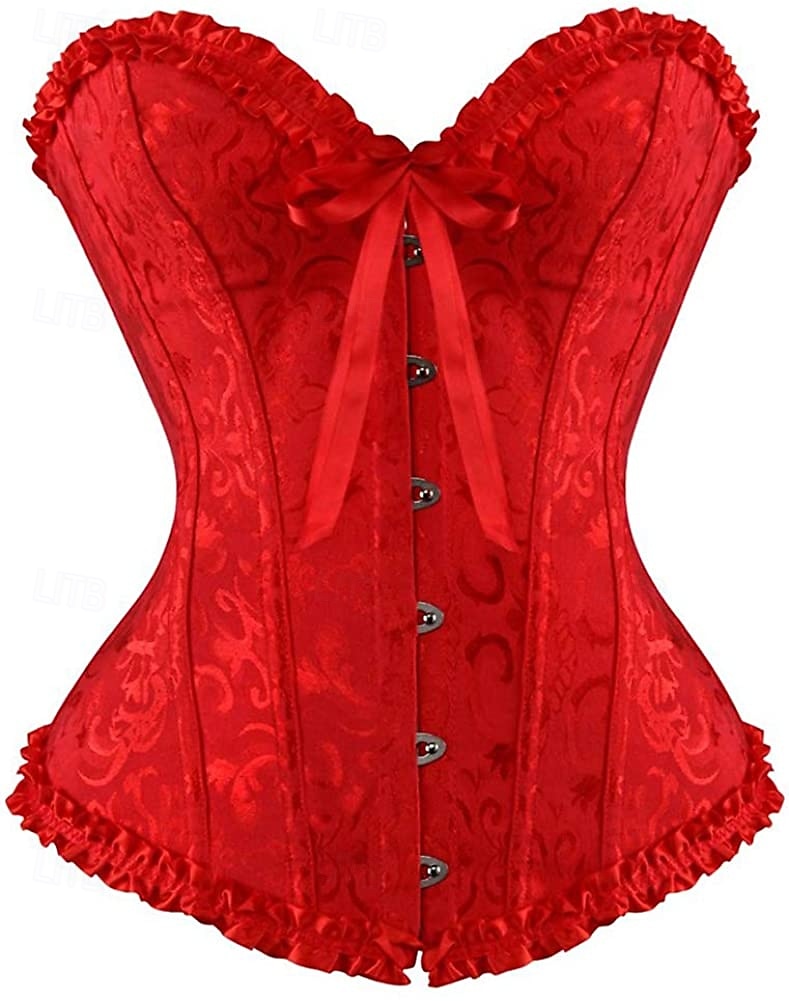 Plus Size Women’s Corset – Abstract Flower Jacquard, Sweetheart Push-Up with Tummy Control, Hook & Eye Lace-Up for Wedding & Special Events