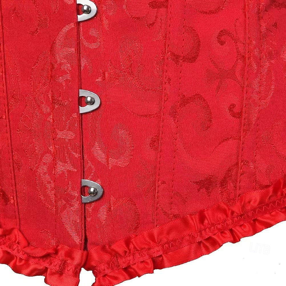 Plus Size Women’s Corset – Abstract Flower Jacquard, Sweetheart Push-Up with Tummy Control, Hook & Eye Lace-Up for Wedding & Special Events