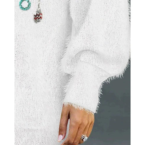 Women's Christmas Mini Dress – Red V-Neck Long Sleeve Holiday Casual Dress, Regular Fit, Outdoor & Vacation Fashion