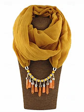 Women's Christmas Scarf Necklace – Soft Tassel Scarf with Beaded Pendant, Elegant Multi-Color Winter Accessory for Holiday Parties & Outfits