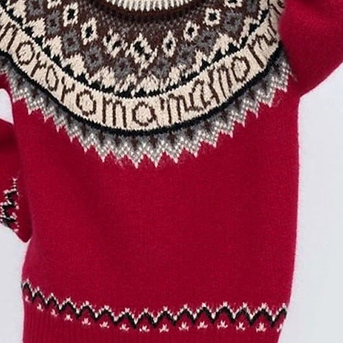 Women's Geometric Print Sweater Pullover – Casual Knit Long Sleeve Crew Neck Top for Christmas & Daily Wear