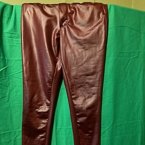 Women's Skinny Leather Pants – Ankle-Length Slim Fit Trousers with Side Pockets, Stretchy Tummy Control & Butt Lift