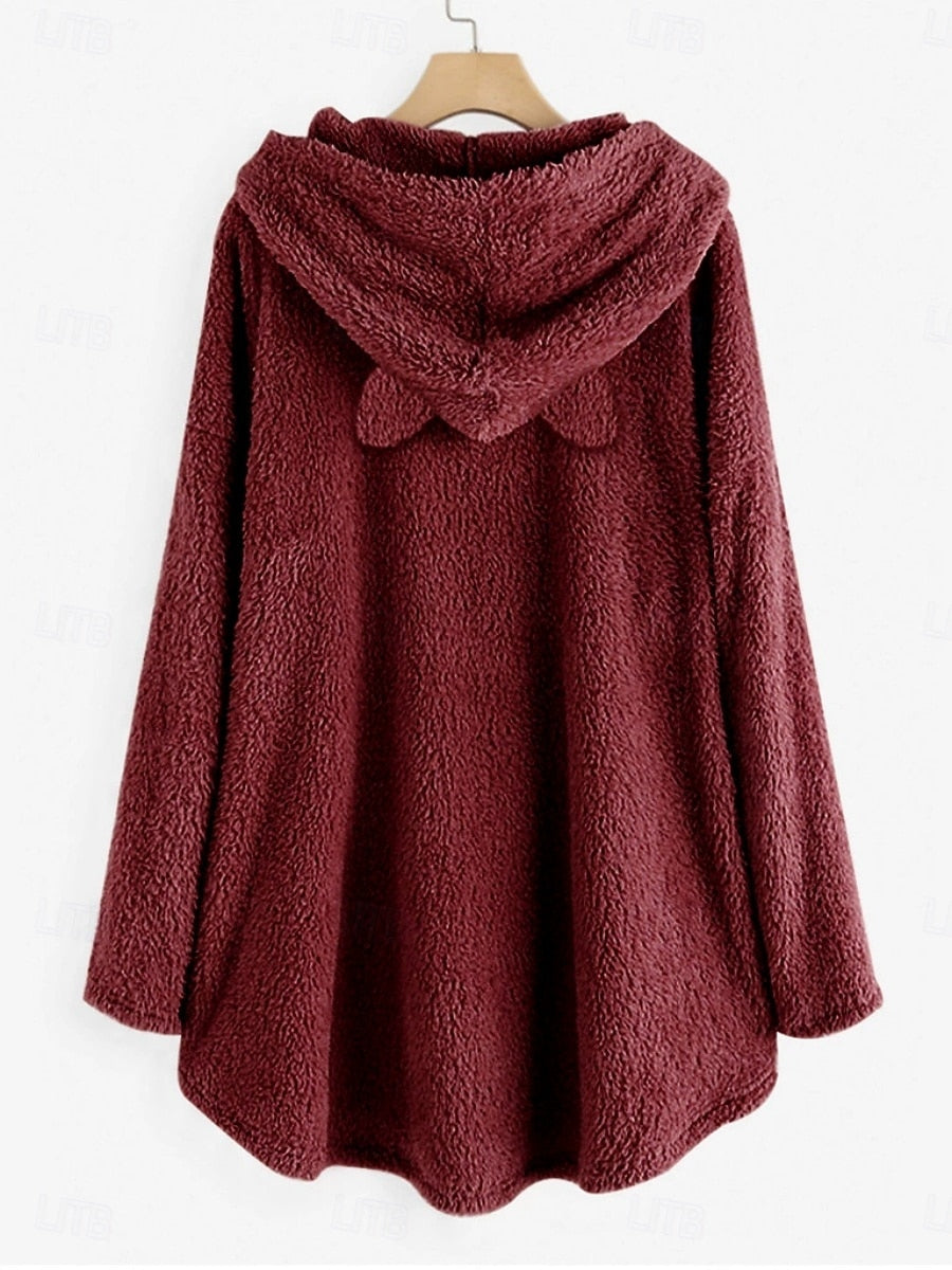 Women's Christmas Cat Hoodie Pullover Sweatshirt – Casual Long Sleeve Hooded Top