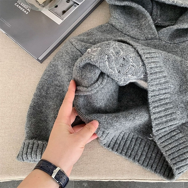 Kids Boys' Graphic Pullover Sweater, Long Sleeve, Warm Outdoor Fashion Top, Gray, Fall/Winter, 4 Years+