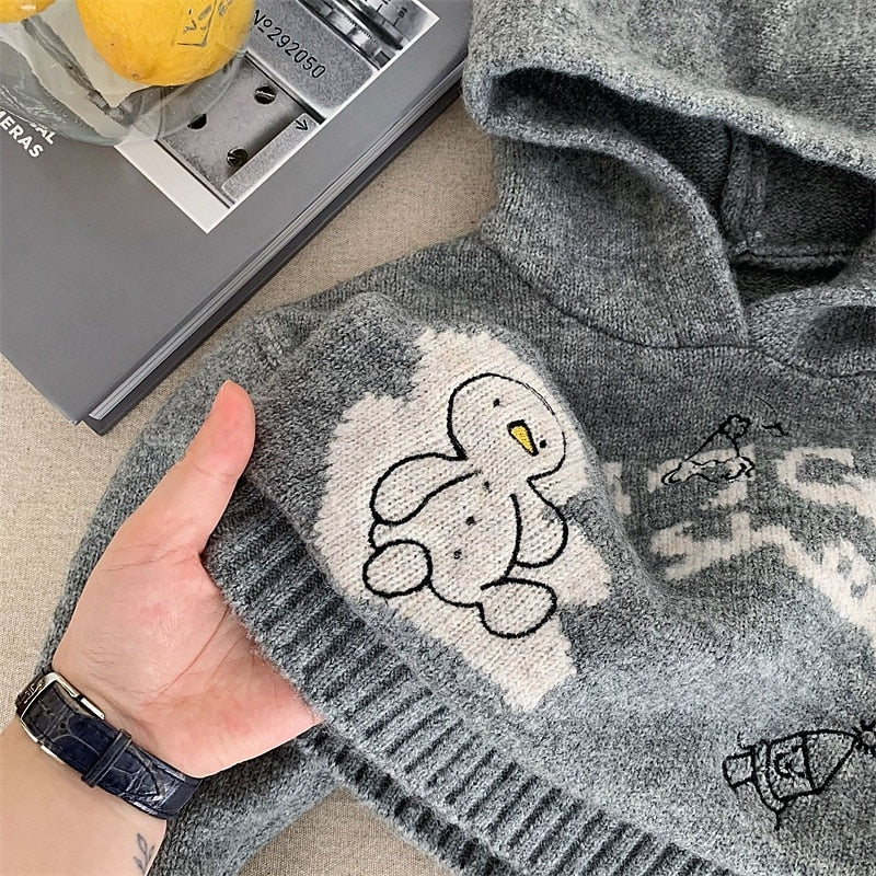 Kids Boys' Graphic Pullover Sweater, Long Sleeve, Warm Outdoor Fashion Top, Gray, Fall/Winter, 4 Years+