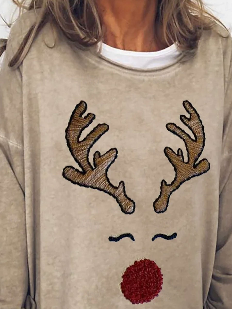 Women's Vintage Christmas Graphic Sweatshirt – Casual Long Sleeve Crew Neck Pullover Top for Fall