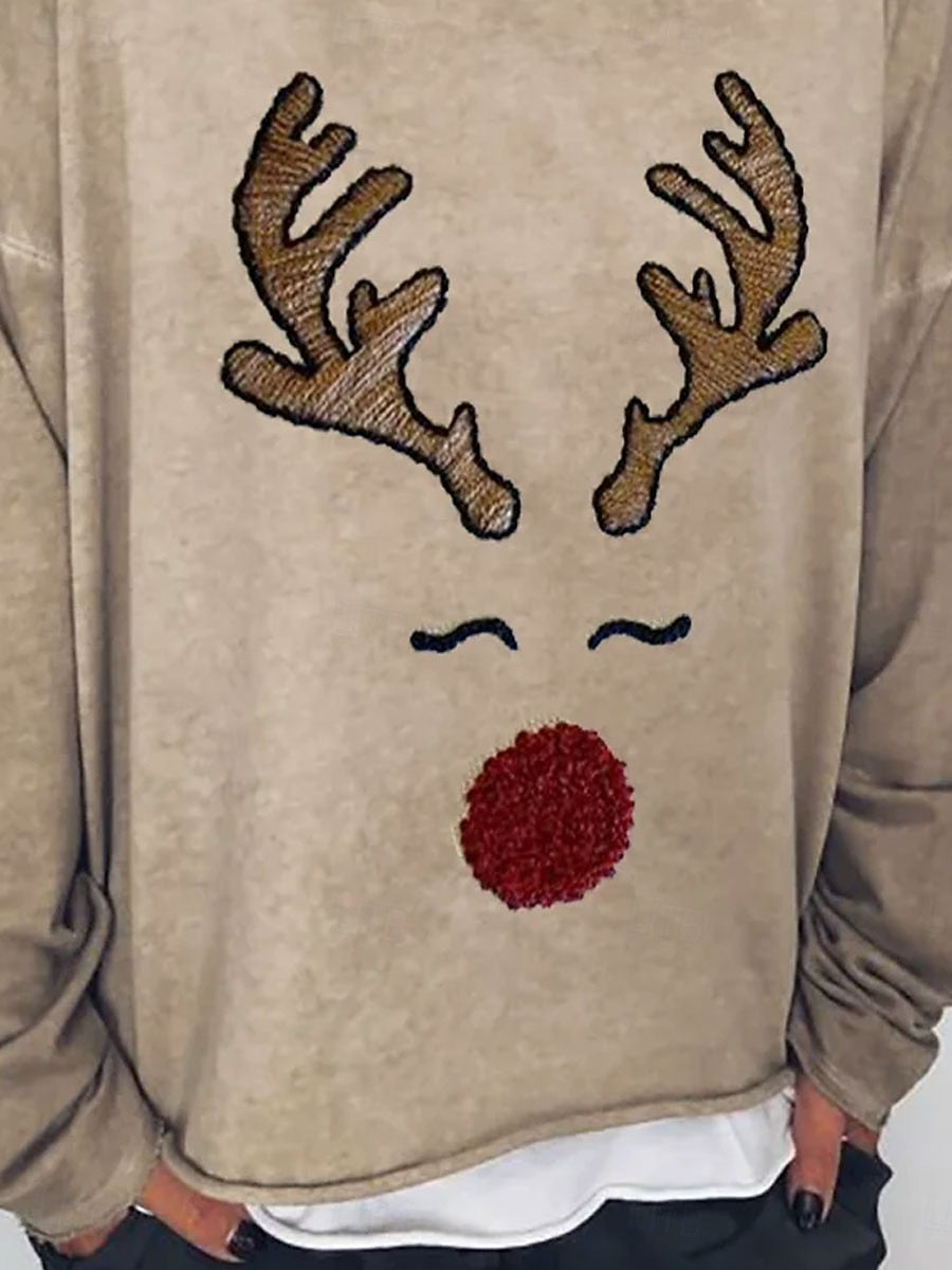 Women's Vintage Christmas Graphic Sweatshirt – Casual Long Sleeve Crew Neck Pullover Top for Fall