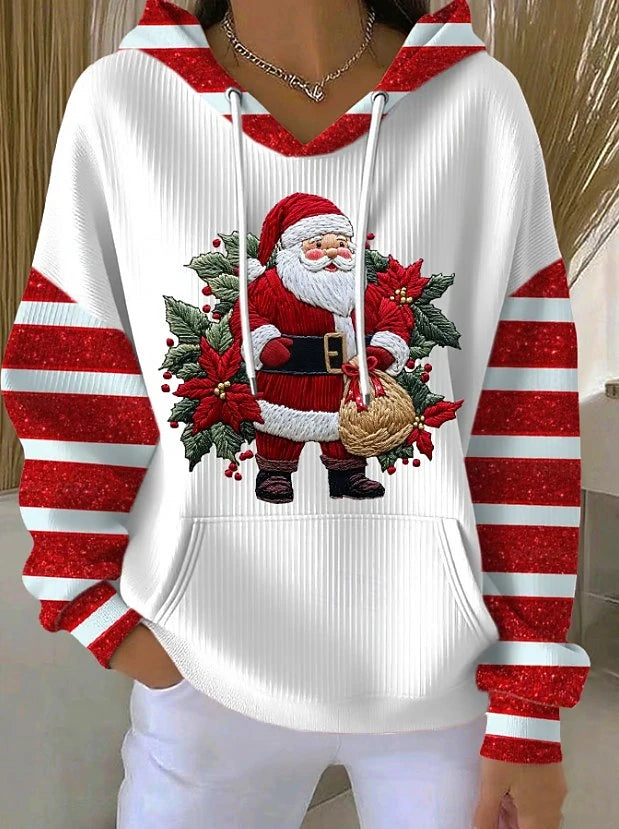 Women's Christmas Tree Graphic Hooded Sweatshirt – Casual Long Sleeve Pullover Hoodie for Daily