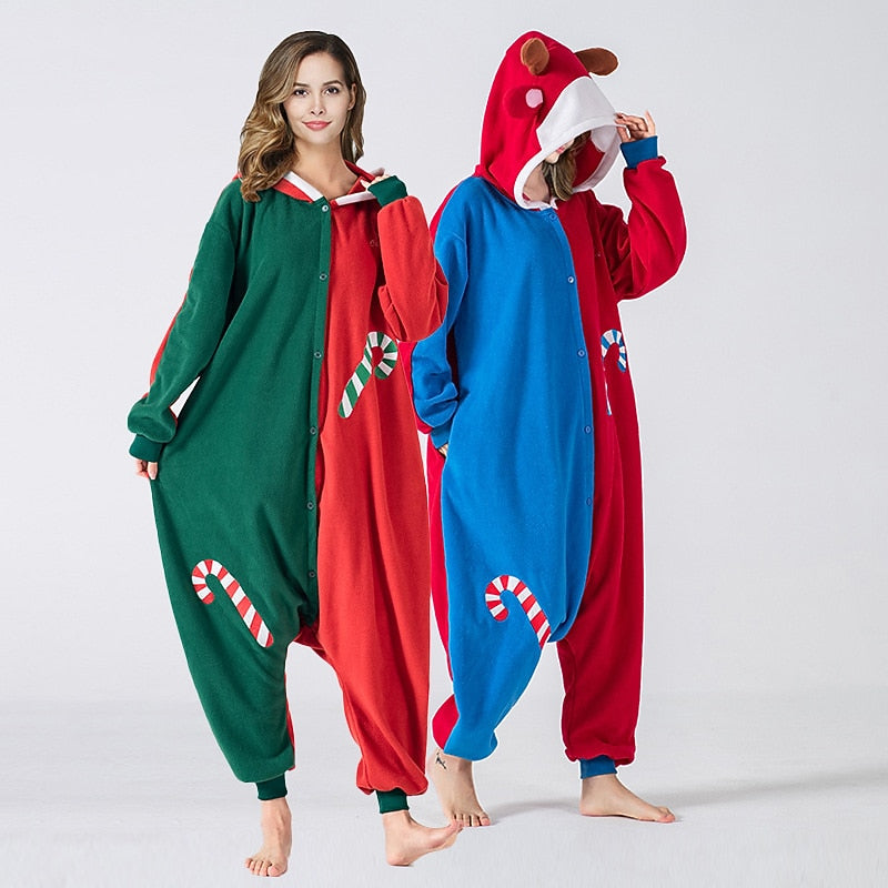 Unisex Reindeer Rudolph Kigurumi Christmas Onesie Pajamas – Adult Holiday Home Wear