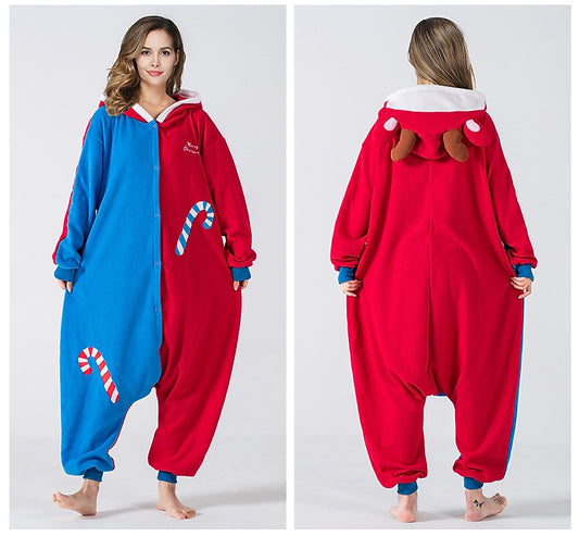 Unisex Reindeer Rudolph Kigurumi Christmas Onesie Pajamas – Adult Holiday Home Wear