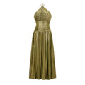 Alchimie Green Glossy Pleated Maxi Dress