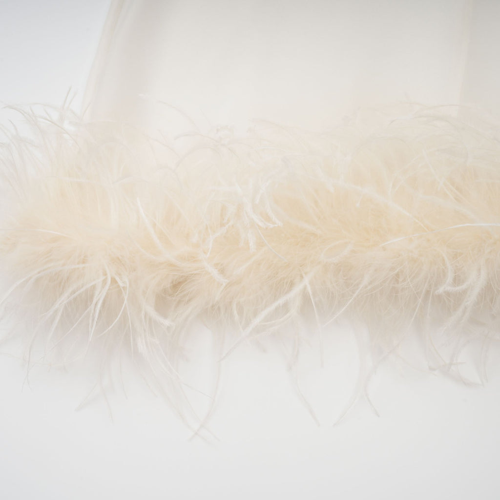 Adrienne White Feather Trim Mini Dress