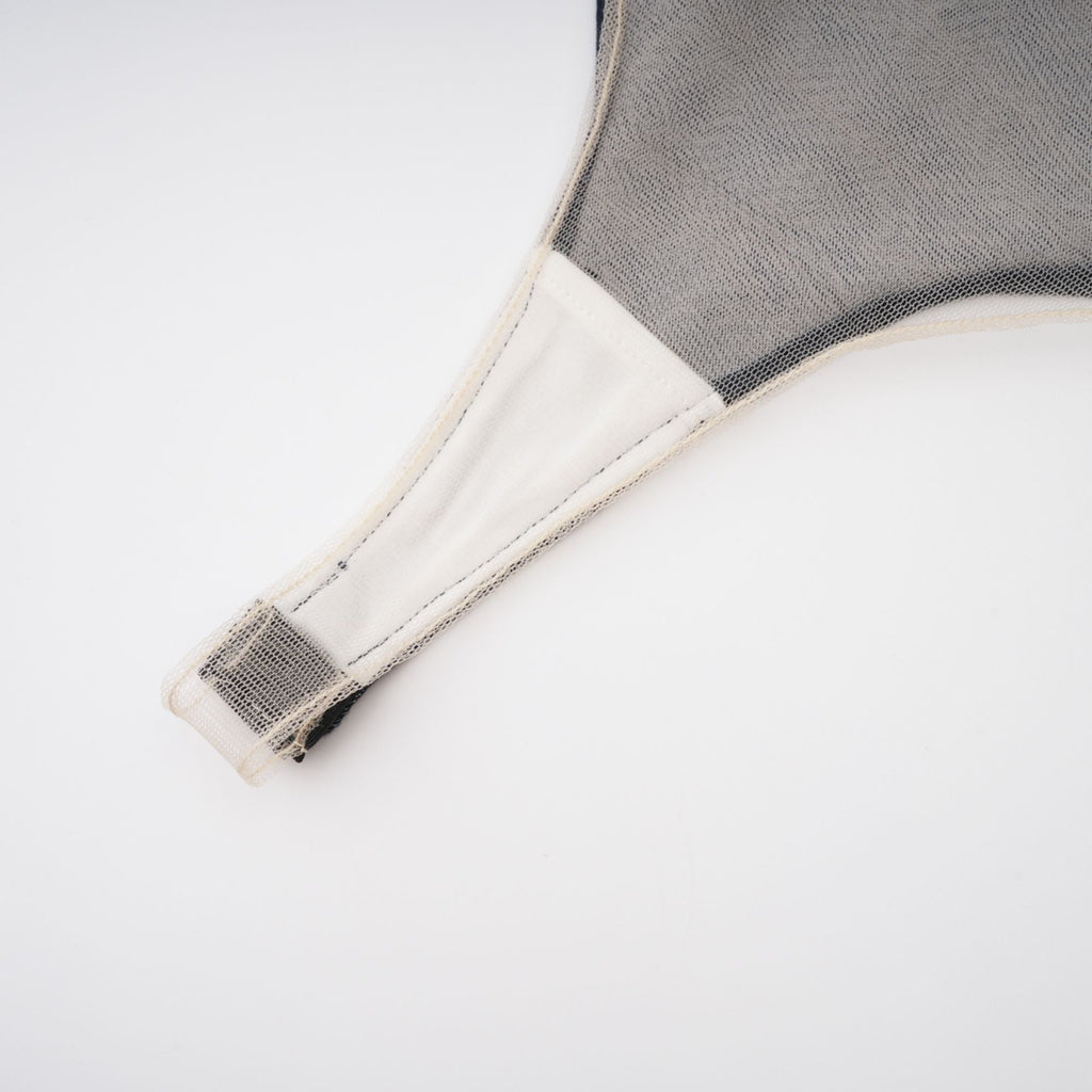 Sandrine blue denim semi-sheer bodysuit