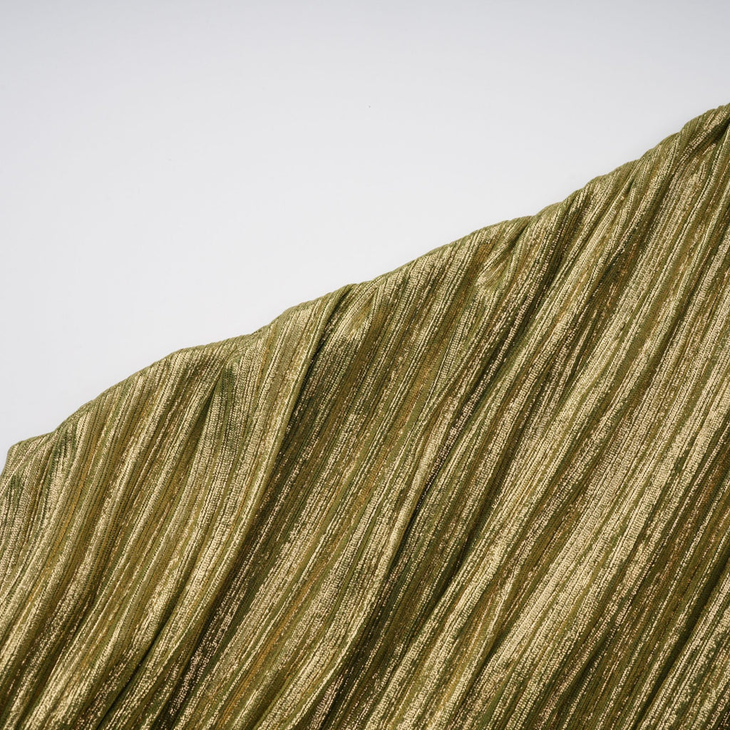 Alchimie Green Glossy Pleated Maxi Dress