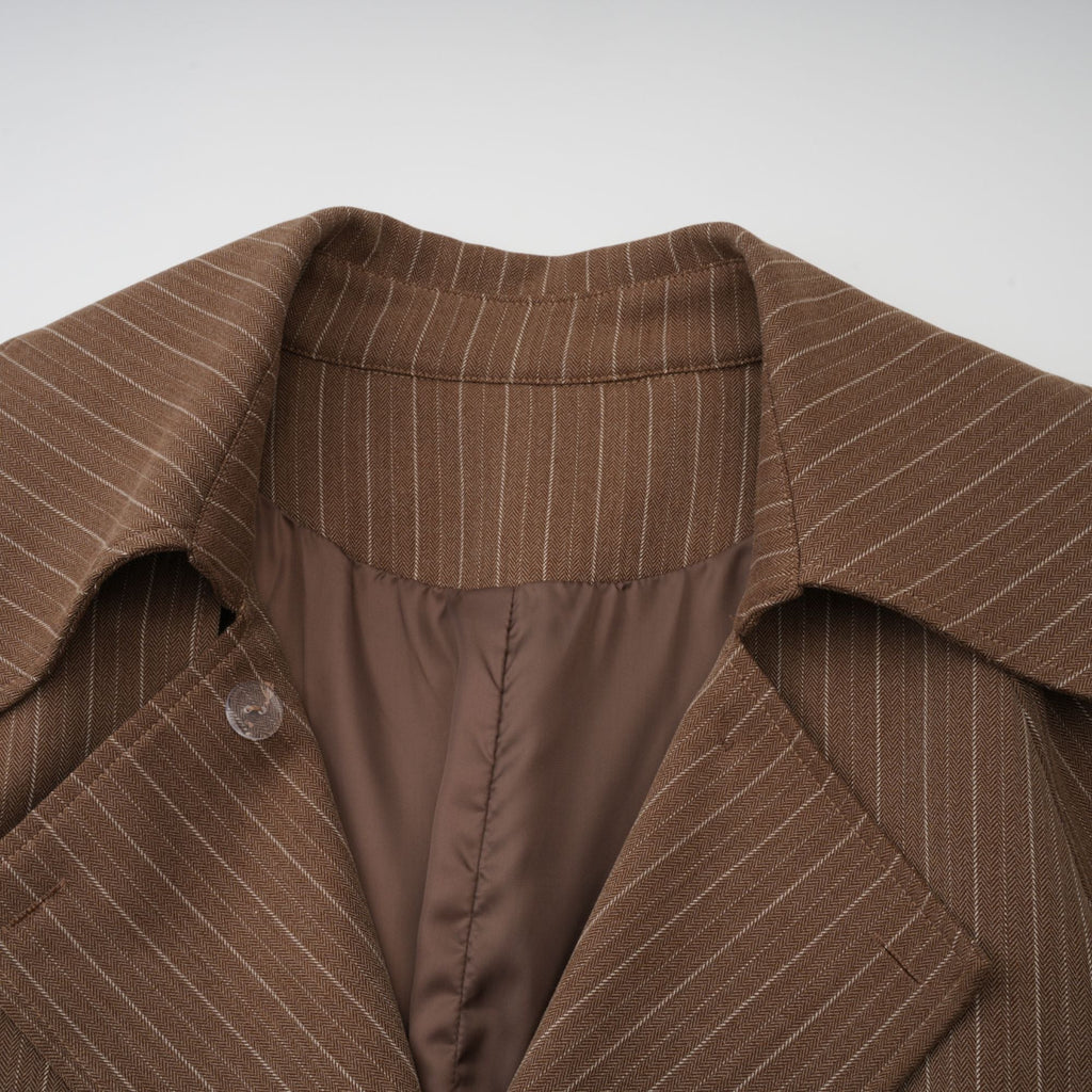 Clémence Brown Striped Trench Coat & Trousers Set