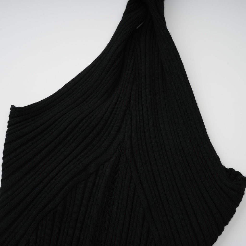 Gabrielle Black Halterneck Ribbed Knit Top