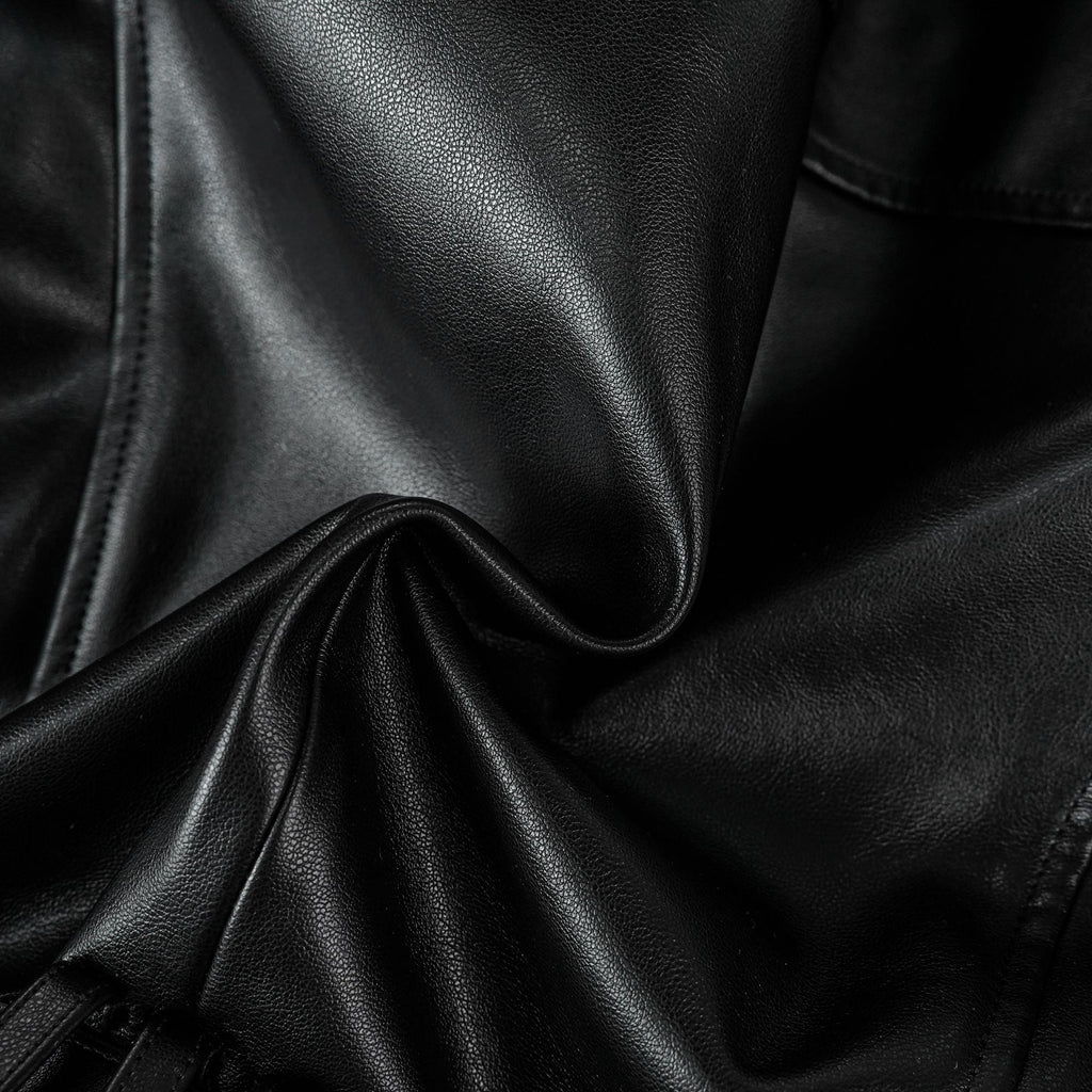Isabel Black Belted Faux Leather Jacket
