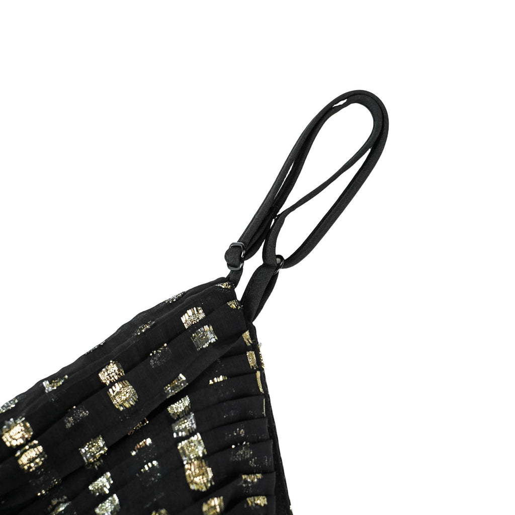 Aloïse Black Polka Dot Pleated Midi Dress